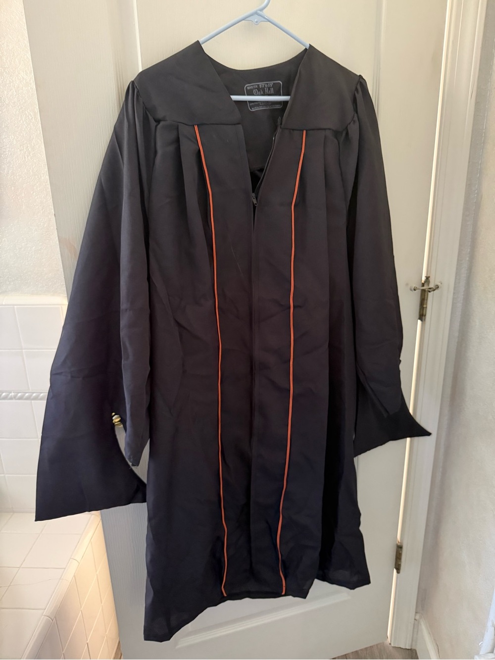 UT Austin Masters Graduation Cap and Gown with Orange Piping